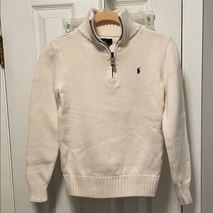 Polo Ralph Lauren Boys Zip-Up Cream Sweater Size Medium (10-12). Like new